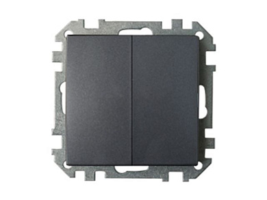 Выключатель 2 клав., cкрытый, 10А, графит, Стиль, Bylectrica С510-527гр