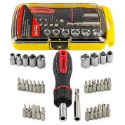 Отвертка реверсивная с битодержателем, комплектом бит и головок 36 пр. BaumAuto BM-30314236