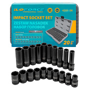 Набор головок 10-19 мм 20 пр., 1/2'' 6-гр. короткие 38 мм/глубокие 78 мм ILOforce IF-4201-5K