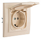 Минск Розетка 1-местная СП с/з с крышкой 16А бежевая с защ, штор, IP44 EKF ERR16-029-200-44