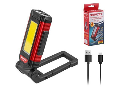 Фонарь светодиодный аккумуляторный CF 1840 в кор., 5 В, 1,8 Ач, макс 180 Лм, передний, макс 400 лм WORTEX 1323365