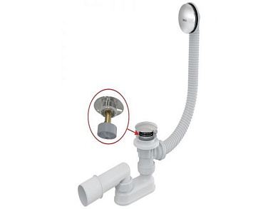 Сифон для ванны click/clack, длина 80 см, металл, Alcaplast A504CKM-80