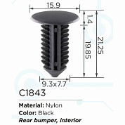 Клипса для крепления внутренней обшивки а/м Рено пластиковая, 100 шт Forsage C1843(Renault)