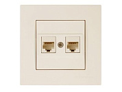 Розетка компьютерная 2xRJ45, Cat6, скрытая, кремовая, RITA, Mutlusan 22201410102