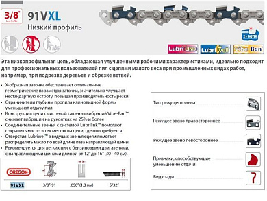 Цепь 35 см 14" 3/8" LP 1.3 мм 50 зв. 91VXL, 2 шт в блистере, для нерегулярн. интенсивного использования OREGON 564440
