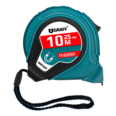 Рулетка измерительная с магнитом 10м х 25мм Master GRAFF 2514007