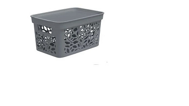 Корзина с крышкой Leaves 10л 333×225×174мм (серый) Полимербыт 4383701
