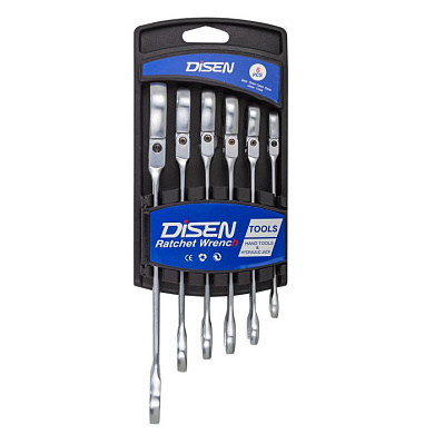 Набор ключей трещоточных с шарниром 8-17 мм, 6 пр. DISEN DSH1503F