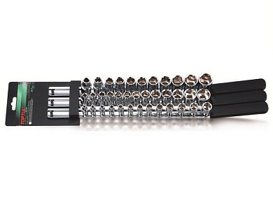 Набор головок 1/4'', 3/8'', 1/2'' 4-22мм 6гр. 37предм. на подвесе Toptul GAAQ3702