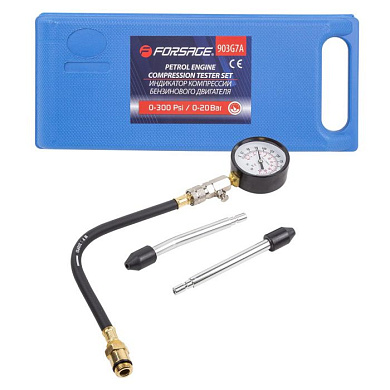 Индикатор компрессии бензинового двигателя Profi 4 пр., 0-21Bar, Forsage F-903G7A