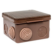 Коробка распределительная КМР-030-031 с крышкой (80х80х50) 7 мембранных вводов тёмное дерево IP54 EKF PROxima plc-kmr-030-031-t