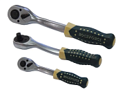 Трещотка реверсивная усиленная изогнутая с резиновой ручкой 1/2'' 72 зуб RockForce RF-802422