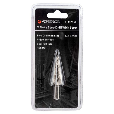 Сверло ступенчатое спиральное HSS M2, 6-18 мм Forsage F-44745S