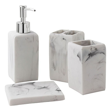 Набор для ванной комнаты 4 пр., мыльница, дозатор для мыла, подставка для зубных щеток, подставка для косметических аксессуаров La and Te beaute LT-BS-13