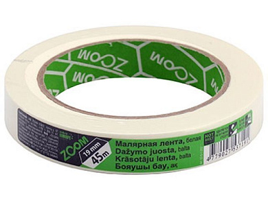Лента малярная 19 мм х 45 м, белая ZOOM 02-5-1-101