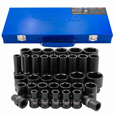 Набор ударных головок 35 пр. 1/2" 6-гр, L38 мм: 8-32 мм, L78 мм: 10-32 мм Forsage F-4353-5MPB