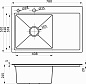 Мойка нерж. сталь, прямоугольная одночашевая, 780*510мм, сатин, PVD покрытие, мойка слева, с крылом (3,2мм) AKS 106646