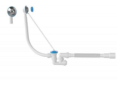 Сифон для ванны с выпуском и переливом, с гибкой трубой 40х50, AV Engineering AVE000255