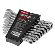 Набор ключей комбинированных трещоточных с шарниром 9 пр, 8-19 мм PATRON P-51092F