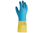 Перчатки К80 Щ50 неопрен/латекс р-р 10/XL желто-голубые Atom DuoColor JETA SAFETY JNE-711-XL