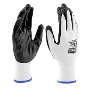 Перчатки полиэфирные с черным нитрильным покрытием, размер L, 15 класс вязки Сибртех 67863