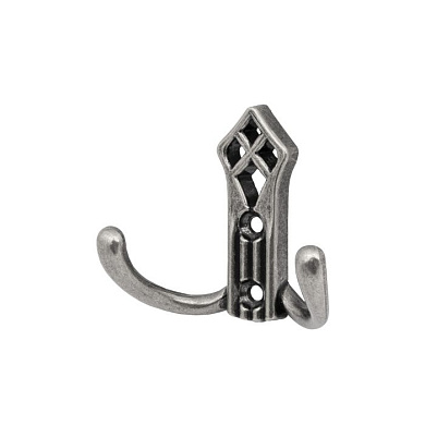 Крючок меб. двухрожковый мет. PALAZZO античное серебро AKS 81196