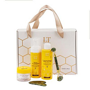 Набор Мед и молоко для жирной кожи лица, тоник LT-1213, крем-LT1237, пенка-LT-1275, скребок гуаша, массажный ролик зеленый La and Te beaute LT-Hm2