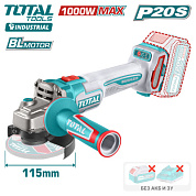 Углошлифмашина аккумуляторная TOTAL TAGLI27153