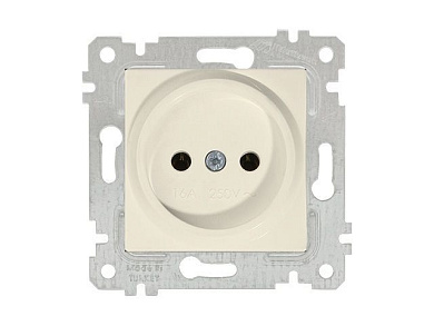 Розетка 1-ая, скрытая, без рамки, б/з, кремовая, RITA, 10 A, 250 V, IP 20, Mutlusan 22006010202