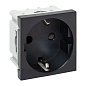 Розетка 45х45 с зазем,, с защ, шторками, 90 градусов, черная, матовая EKF E2MR16-028-30