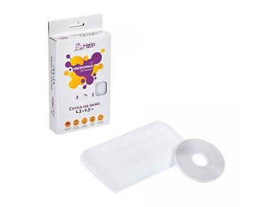 Сетка оконная противомоскитная с крепежной лентой, 130x150 см, HELP 80002