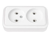 Розетка 2-ая (открытая, б/з) белая, Пралеска, Bylectrica РА16-260