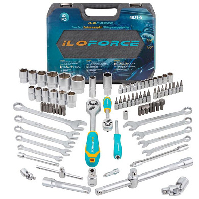Набор инструментов 82 пр. 1/4"&1/2" 6-гр. ILOforce IF-4821-5