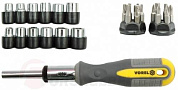 Отвёртка реверсивная с головками и битами набор 29 пр. CrV Vorel 60975