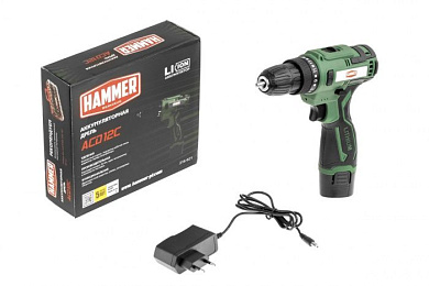 Аккум. дрель промо ACD12C 12В 1x1.5Ач LiION 10мм 0-350/0-1350об/мин 26 Нм Hammer 824158