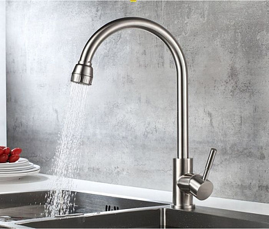 Смеситель для кухни, нержавеющая сталь, сатин Ledeme L74205