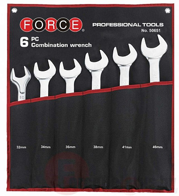 Набор комбинированных ключей на полотне 32-46 мм 6 пр. Force 50651