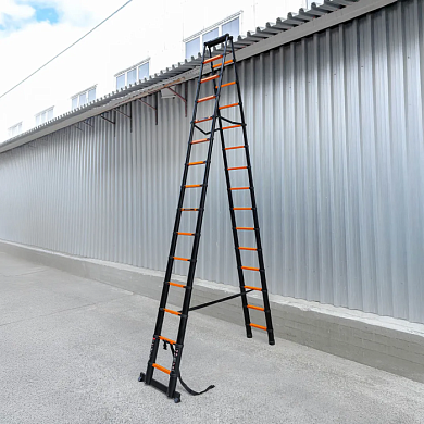 Стремянка телескопическая алюм. бытовая 4.4 м, 15+15 ступ. ISMA ISMA-UP440-2