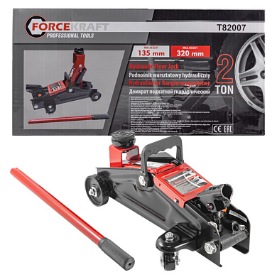 Домкрат подкатной гидравлический 2 т, 135-320 мм, с резиновой накладкой ForceKraft FK-T82007