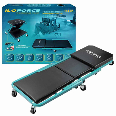 Стул-лежак трансформер подкатной на 6-ти колесах лежак/стул: размеры 910х410х120 мм/460х410х360 мм, max нагрузка 150/120кг ILOforce IF-11412