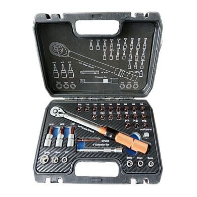 Динамометрическим ключ 1/4", 5-25 Нм с торцевыми головками и битами 31 пр PIT MTW-31-SET