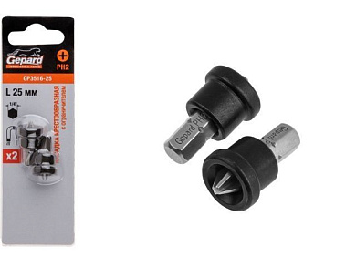 Насадка крестообразная PH2 25 мм с ограничителем 2 шт. Gepard GP3516-25