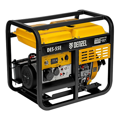 Генератор дизельный DES-55E, 5,5 кВт, 230 В, 11 л, электростартер Denzel 94414
