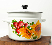 Кастрюля цил.борт. 6 л, белая декором Керченский металлургический завод 41804-182/6-У4СД