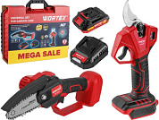 Набор аккум. инструмента мини-пила CEC 2518-1, секатор CBS 2030 SET, 1 АКБ, 1 зарядное WORTEX 1329851