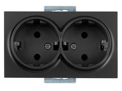 Розетка 2-ая, скрытая, с/з, черная, DARIA, 16 A, 250 V, IP 20, Mutlusan 21002020284