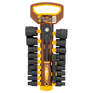 Набор ударных головок 8-32 мм 1/2'', с трещоткой 20 пр FORSTIME FT-019-5K