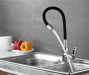 Смеситель для кухни с гибким изливом, латунь, хром + черный Ledeme L4898-2
