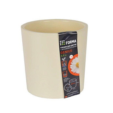 Горшок для цветов с дренажной вставкой Genius 12,2л (d266, h263 мм) (молочный) Полимербыт 4376707