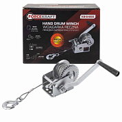 Лебедка ручная барабанная, 360 кг, стальной трос, диаметр троса-4 мм, длина троса - 10 м ForceKraft FK-KB-S-800